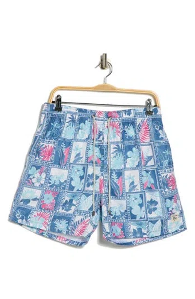 Vintage Summer Volley Swim Trunks In Blue