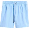 Vintage Summer Wave Print Swim Trunks In Blue