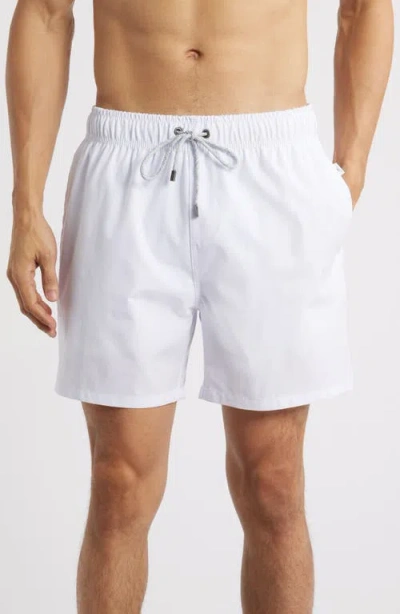 Vintage Summer Washed Swim Trunks In White