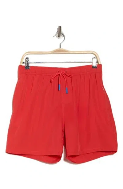 Vintage Summer Water Repellent Stretch Volley Swim Trunks In Red