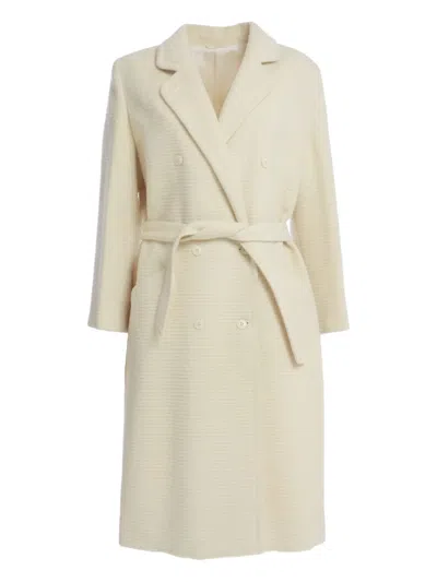 Pre-owned Vintage Textured Coat In White