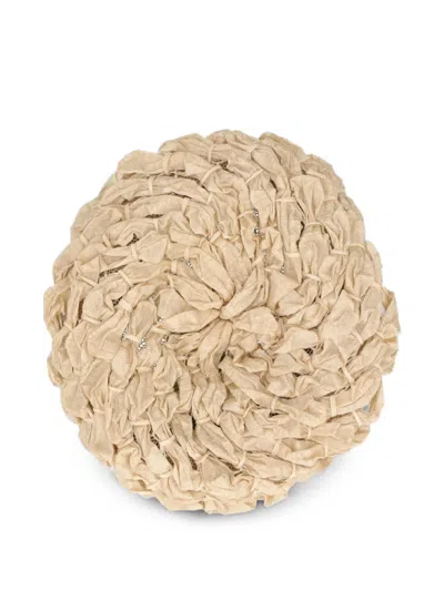 Pre-owned Vintage Textured Lace-up Hat In Neutral