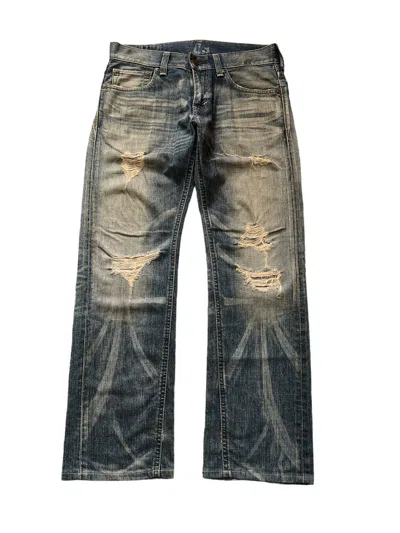 Pre-owned Vintage Thrashed Edwin 503 Distressed Denim Pant In Blue
