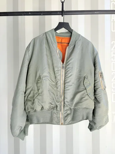 Pre-owned Vintage Thrashed Faded Ma1 Flight Bomber Grunge In Green