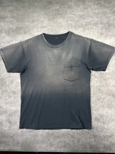 Pre-owned Vintage Thrashed  Blank Tee Faded Distressed Bleach Sun 1990s In Black