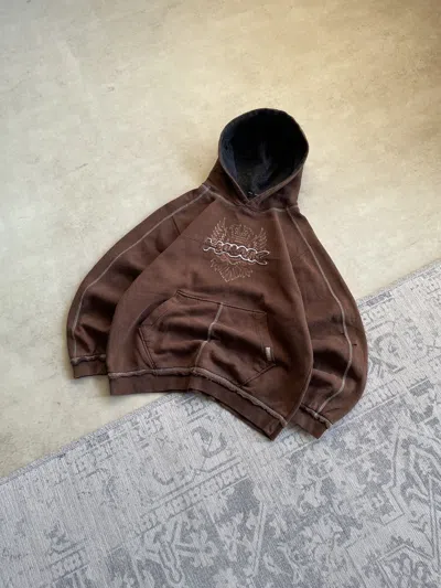 Pre-owned Vintage Tony Hawk Skateboards  Big Logo Brown Fade 90's Hoodie