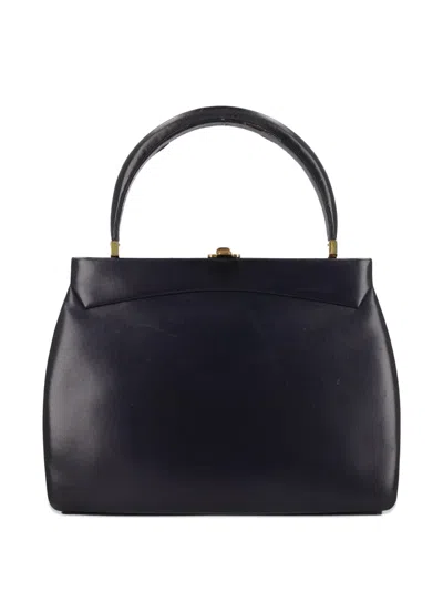 Pre-owned Vintage Top-handle Leather Handbag In Blue