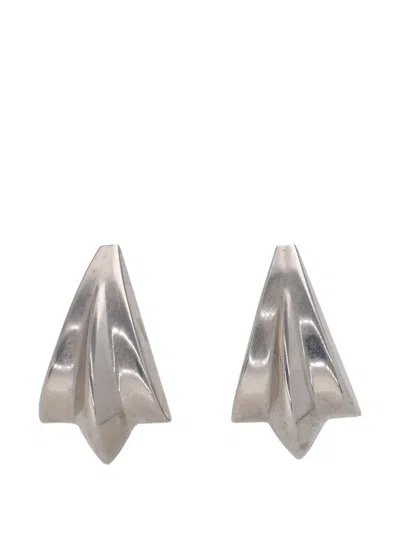 Pre-owned Vintage Triangle Earrings In Silver
