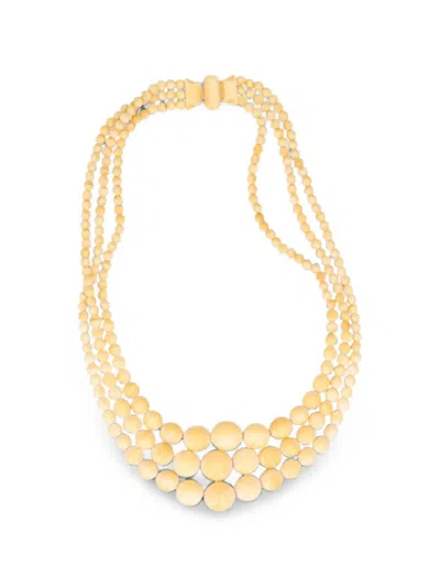 Pre-owned Vintage Triple-strand Beaded Necklace In Neutrals