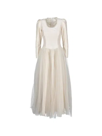 Pre-owned Vintage Tulle Overlay Dress In Neutral