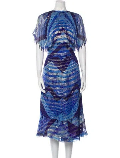Pre-owned Vintage - Unbranded 1970's Midi Length Dress In Blue