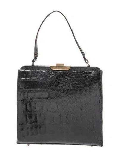 Pre-owned Vintage - Unbranded Alligator Top Handle Bag In Black