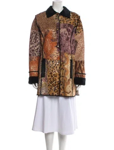 Pre-owned Vintage - Unbranded Animal Print Faux Fur Jacket In Brown
