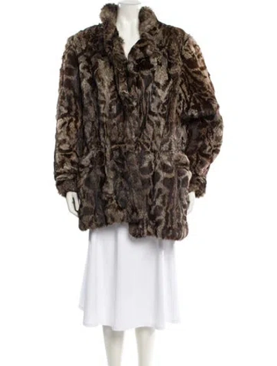 Pre-owned Vintage - Unbranded Animal Print Fur Coat In Brown