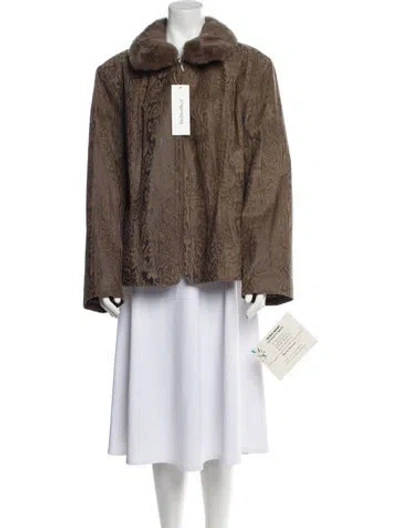 Pre-owned Vintage - Unbranded Animal Print Fur Coat In Brown