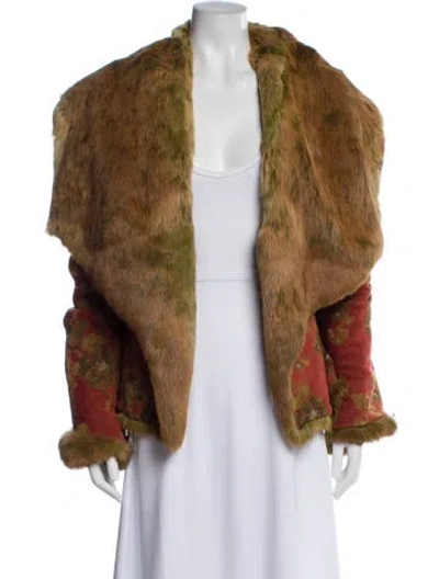 Pre-owned Vintage - Unbranded Animal Print Fur Jacket In Brown