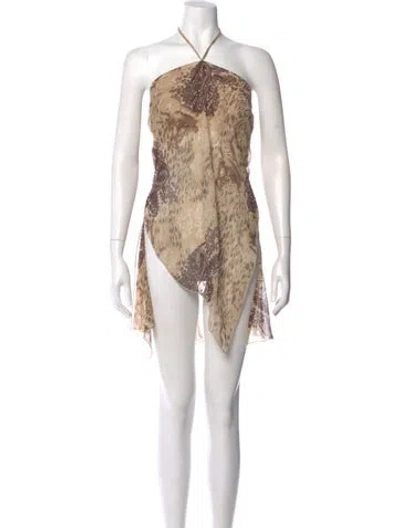 Pre-owned Vintage - Unbranded Animal Print Mini Dress In Neutral