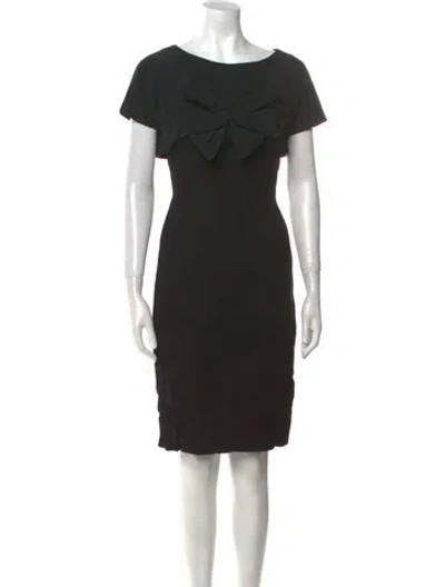 Pre-owned Vintage - Unbranded Bateau Neckline Knee-length Dress In Black