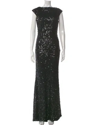 Pre-owned Vintage - Unbranded Bateau Neckline Long Dress In Black
