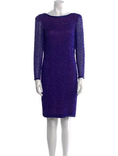 Pre-owned Vintage - Unbranded Bateau Neckline Mini Dress In Purple