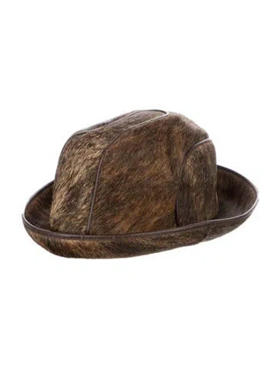 Pre-owned Vintage - Unbranded Calf Hair Bowler In Brown