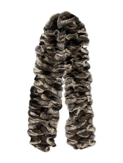 Pre-owned Vintage - Unbranded Chinchilla Printed Scarf In Gray