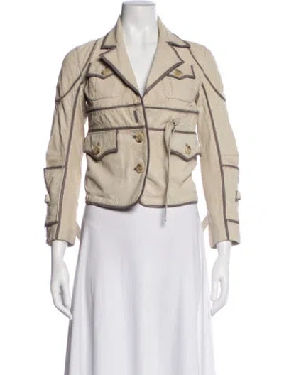 Pre-owned Vintage - Unbranded Colorblock Pattern Biker Jacket In Neutral