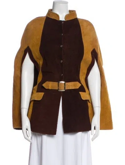 Pre-owned Vintage - Unbranded Colorblock Pattern Cape In Brown