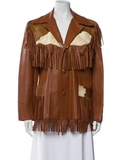 Pre-owned Vintage - Unbranded Colorblock Pattern Jacket In Brown