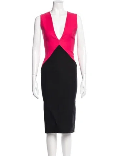Pre-owned Vintage - Unbranded Colorblock Pattern Knee-length Dress In Black
