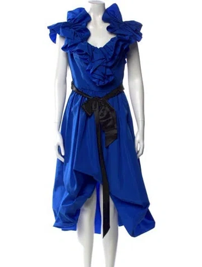 Pre-owned Vintage - Unbranded Colorblock Pattern Midi Length Dress In Blue