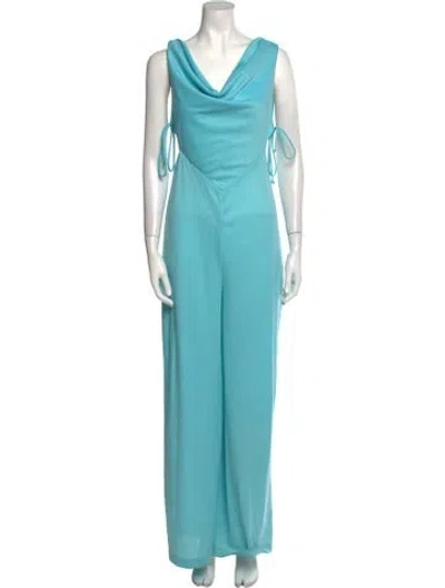 Pre-owned Vintage - Unbranded Cowl Neck Jumpsuit In Blue