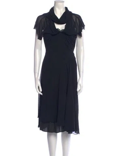 Pre-owned Vintage - Unbranded Cowl Neck Knee-length Dress In Black