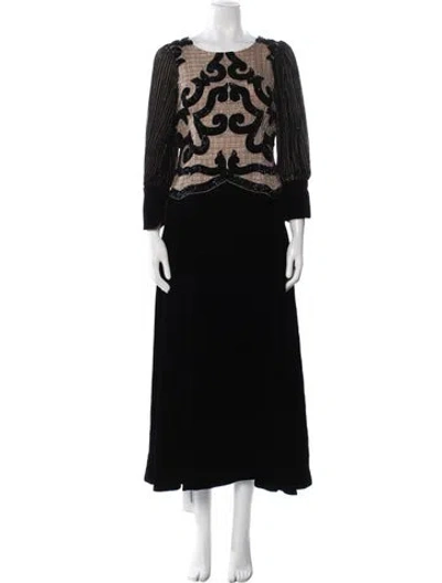 Pre-owned Vintage - Unbranded Crew Neck Long Dress In Black