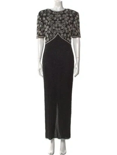 Pre-owned Vintage - Unbranded Crew Neck Long Dress In Black