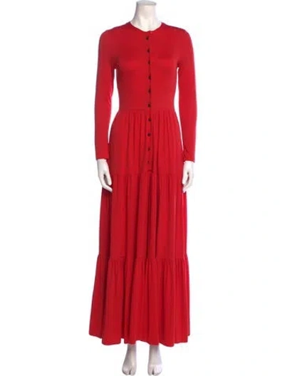Pre-owned Vintage - Unbranded Crew Neck Long Dress In Red