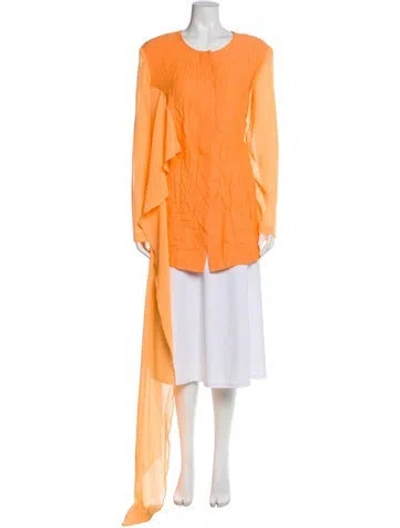 Pre-owned Vintage - Unbranded Crew Neck Long Sleeve Blouse In Orange