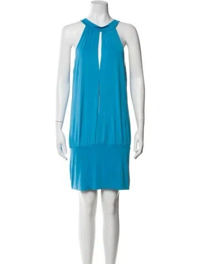 Pre-owned Vintage - Unbranded Crew Neck Mini Dress In Blue