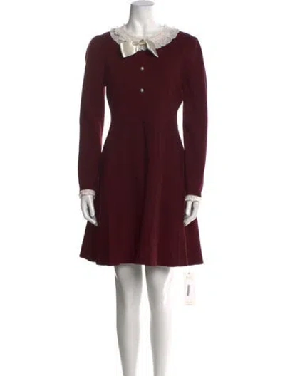 Pre-owned Vintage - Unbranded Crew Neck Mini Dress In Burgundy