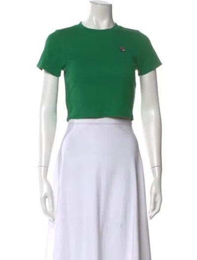 Pre-owned Vintage - Unbranded Crew Neck Short Sleeve Crop Top In Green