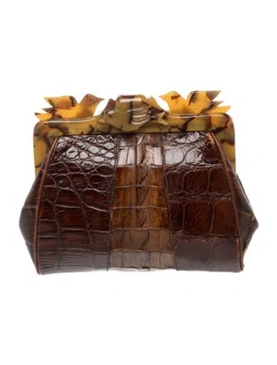 Pre-owned Vintage - Unbranded Crocodile Messenger Bag In Brown