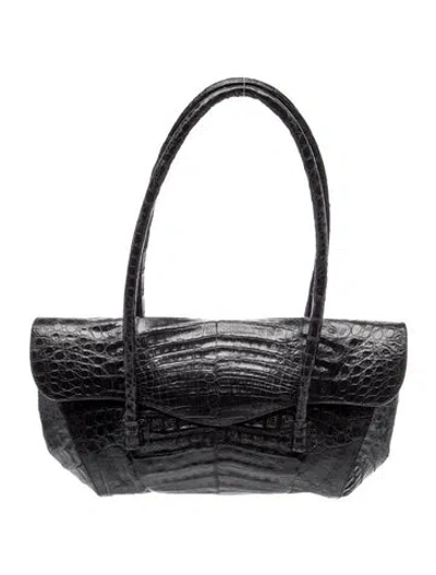 Pre-owned Vintage - Unbranded Crocodile Top Handle Bag In Black