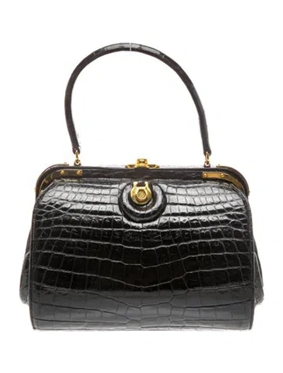 Pre-owned Vintage - Unbranded Crocodile Top Handle Bag In Black