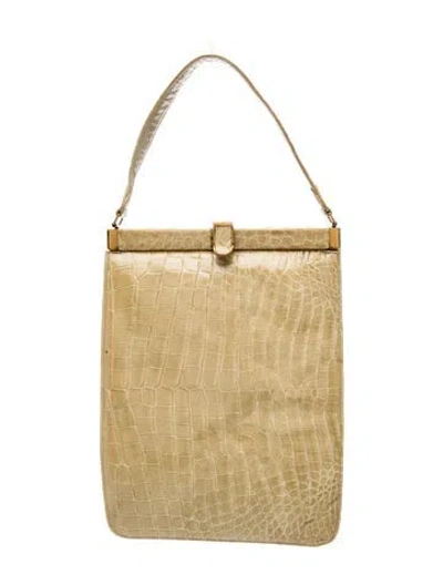 Pre-owned Vintage - Unbranded Embossed Leather Top Handle Bag In Neutral