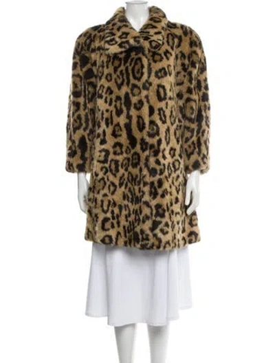 Pre-owned Vintage - Unbranded Faux Fur Animal Print Faux Fur Jacket In Brown