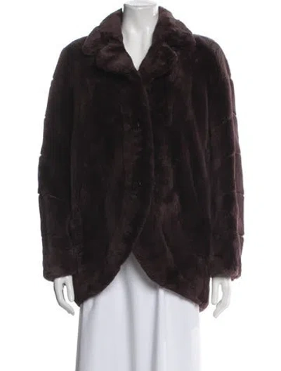 Pre-owned Vintage - Unbranded Faux Fur Coat In Burgundy