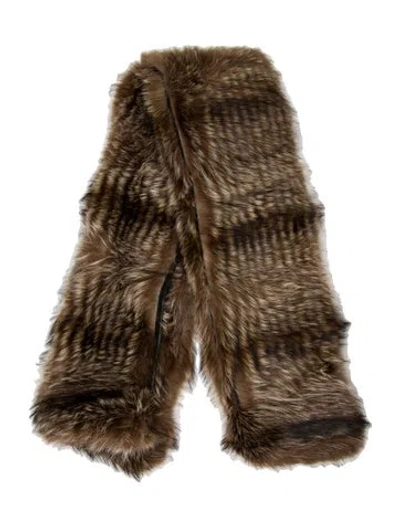Pre-owned Vintage - Unbranded Faux Fur Printed Scarf In Brown
