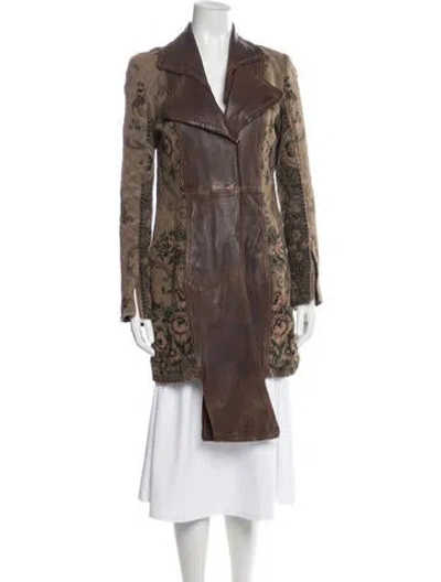 Pre-owned Vintage - Unbranded Floral Print Coat In Brown
