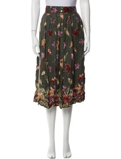 Pre-owned Vintage - Unbranded Floral Print Knee-length Skirt In Green