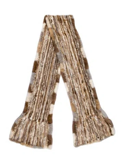 Pre-owned Vintage - Unbranded Fur Striped Scarf In Brown